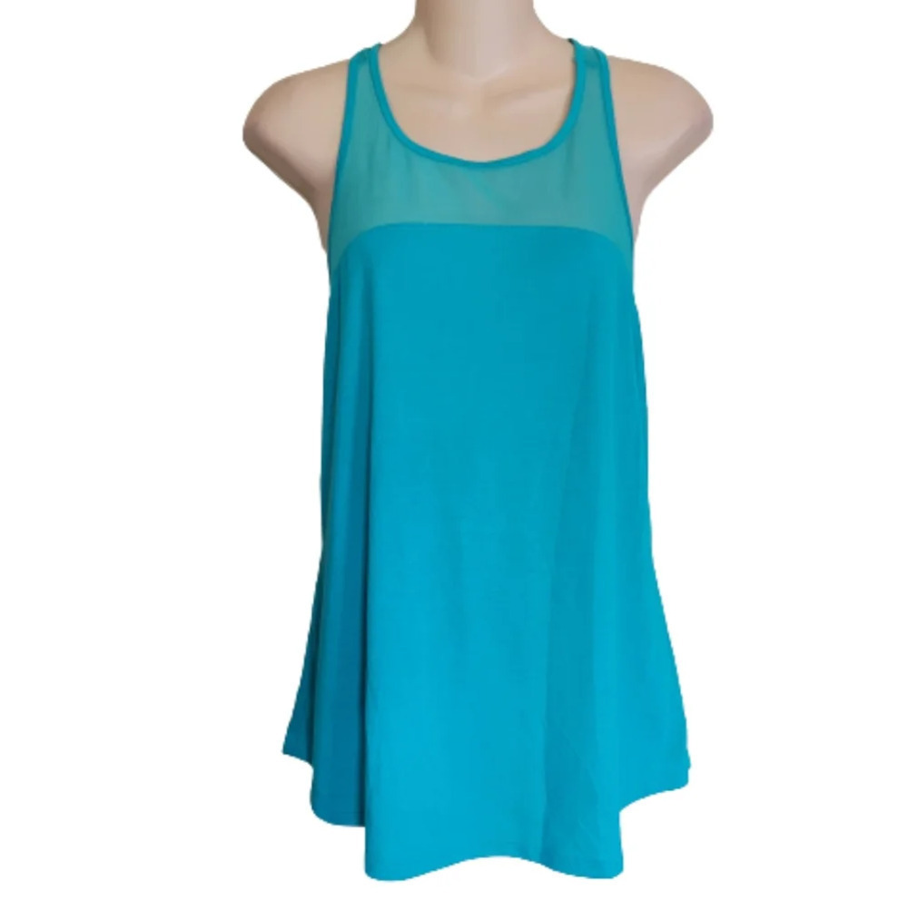 Old Navy Active Blue Teal Mesh Knit Racerback Tank Top Size Women's Medium
